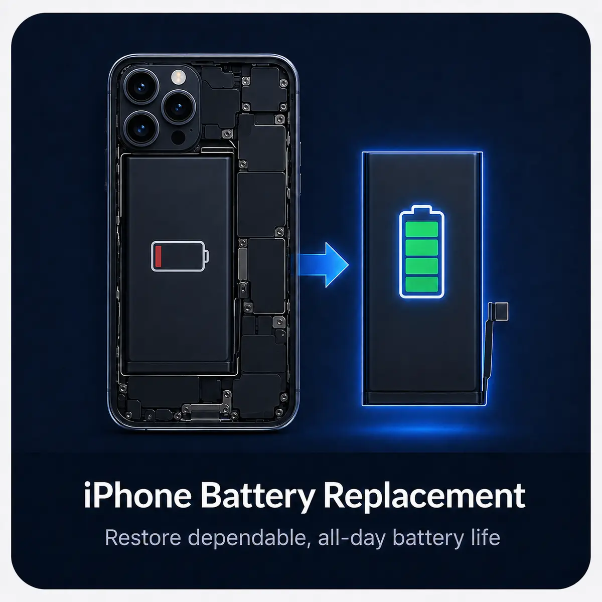 iPhone battery replacement from low charge to full charge